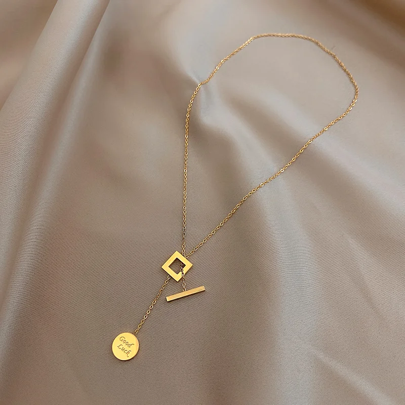 

Necklace female fashion circle pendant chain letters temperament clavicle