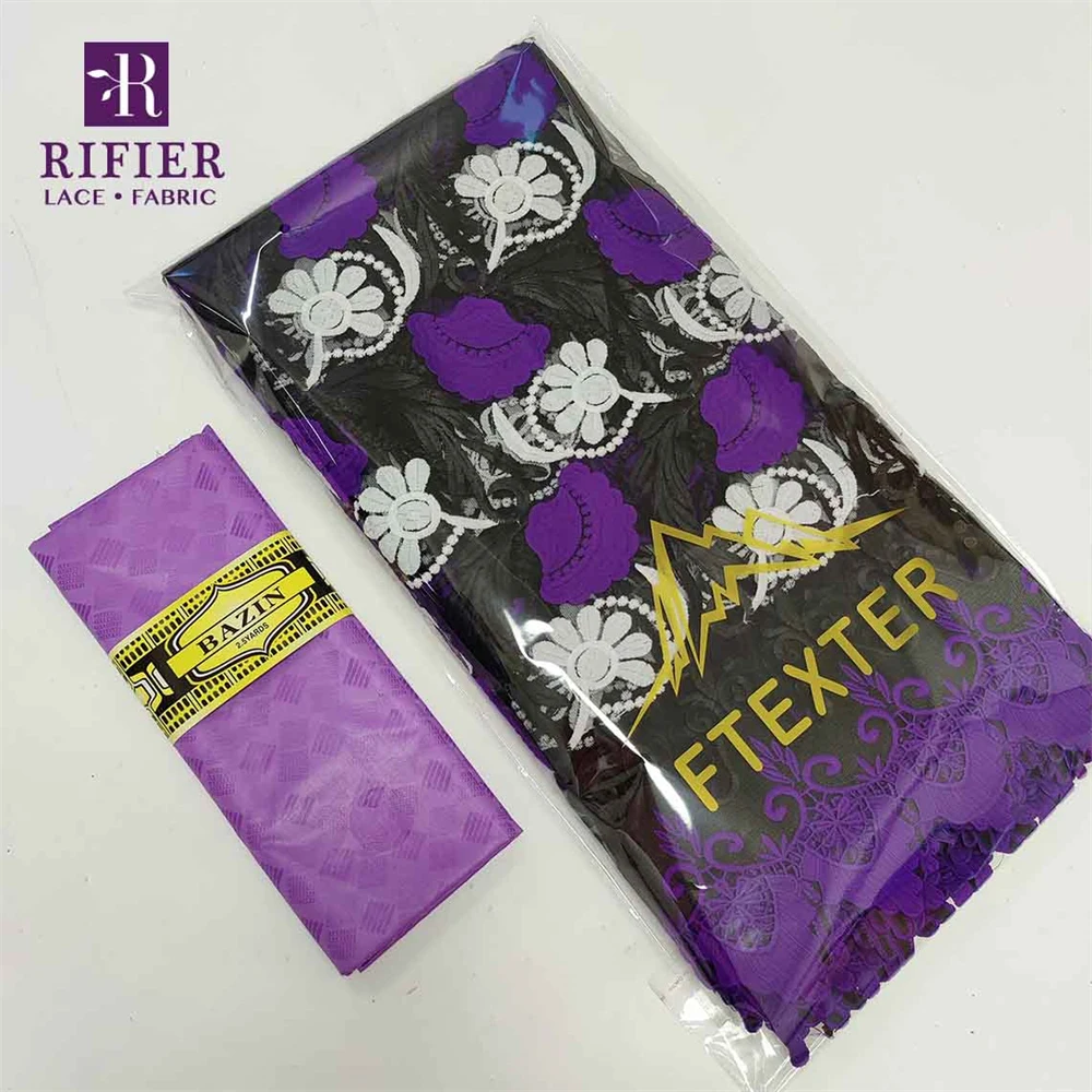 Фиолетовая Высококачественная африканская сетка тюль кружевная ткань