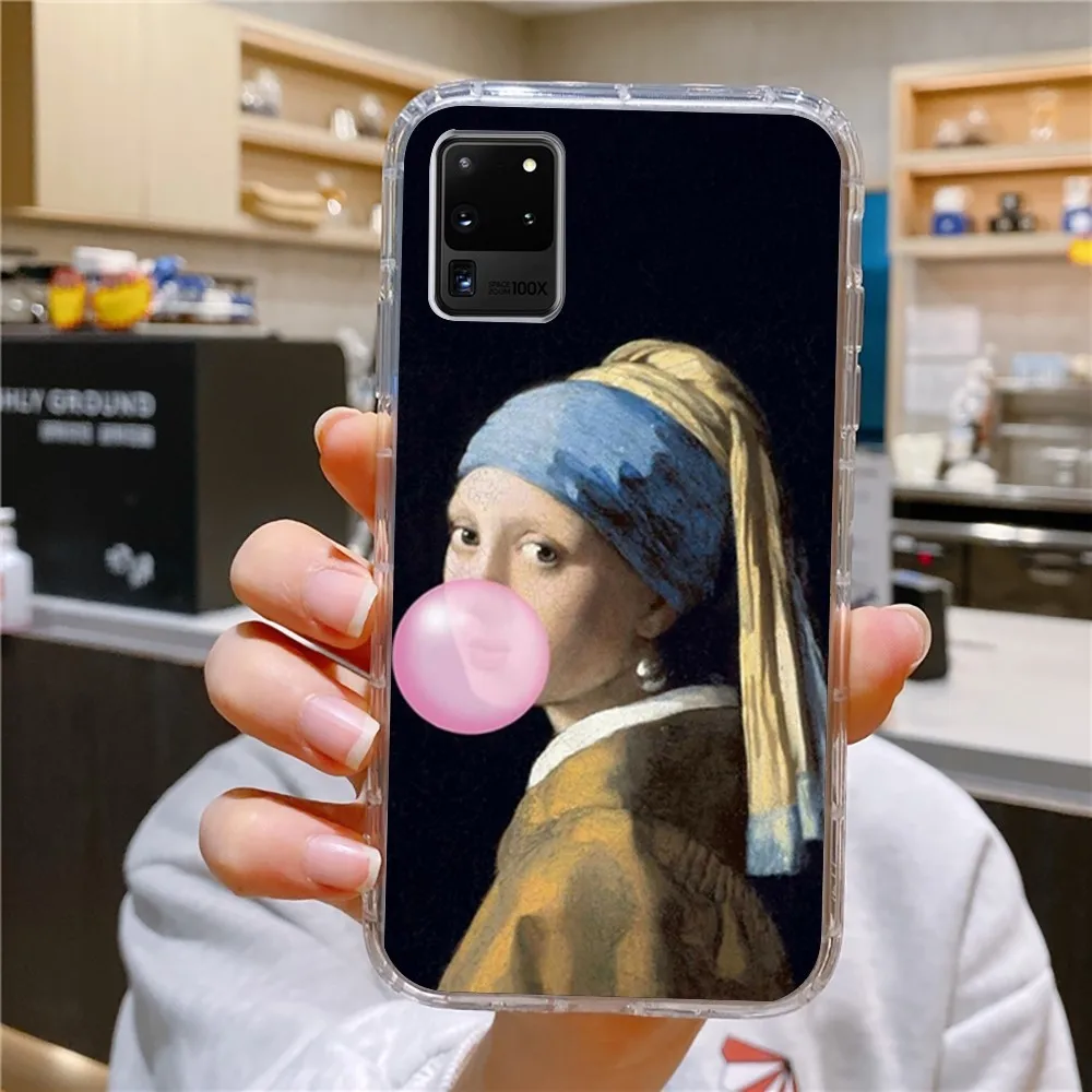 Oil Painting Art M-Mona L-Lisa Or Phone Case For Samsung Galaxy A52 A12 A51 Edge S22ULTRA S23 LITE Plus Ultra Transparent Cover