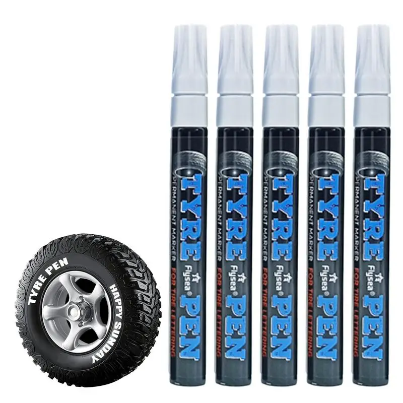 

Tyre Marker For Vehicles 5 Pack Acrylic White Permanent Marker Water Based Ink White Paint Pens For Tire Glass Black Paper