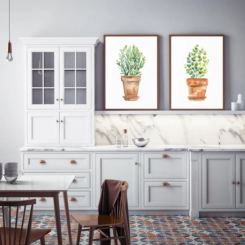 Акварельные травы орегано петрушка розмарин постеры и принты Картина на холсте