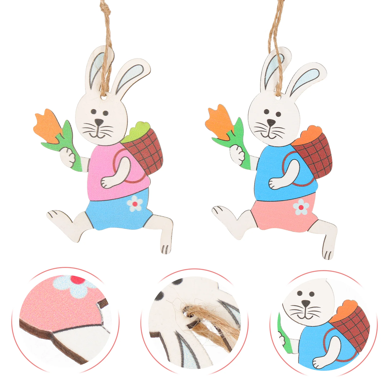 

Easter Wooden Wood Bunny Rabbit Ornament Decoration Hanging Tags Tree Party Ornaments Cutouts Slices Pendant Gift Embellishments