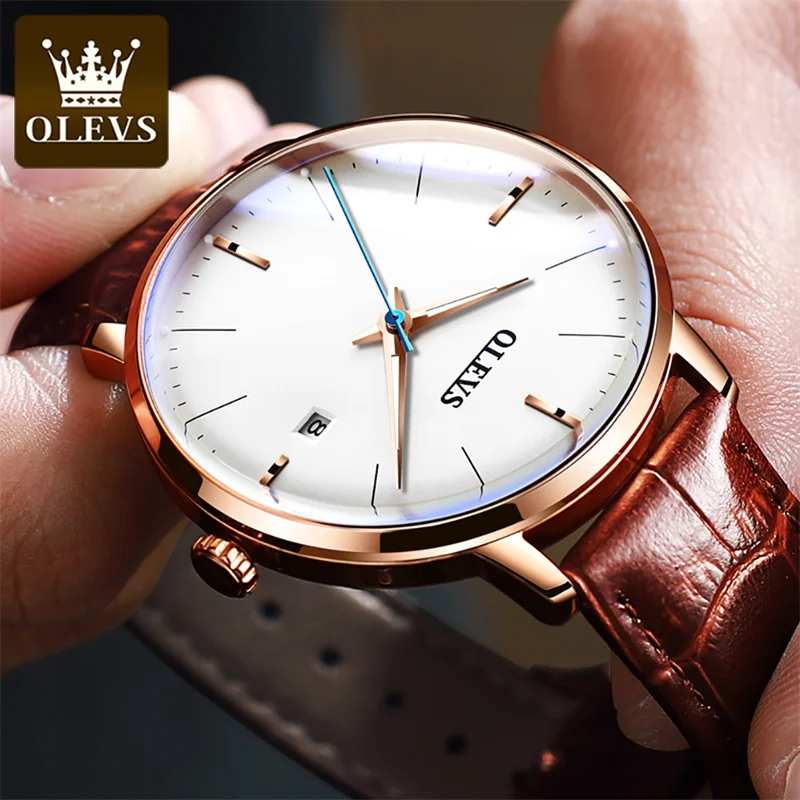 

Men Watch 2023 OLEVS Men's Automatic Mechanical Wrist watch Male Clock Top Brand Luxury Reloj Hombres Leather Calendar Watches