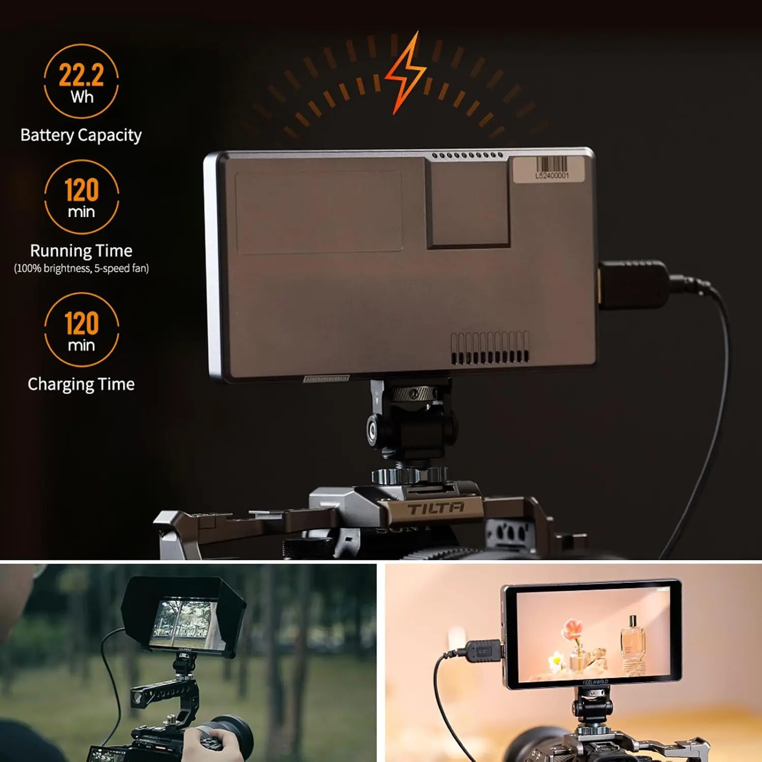 Фото FEELWORLD P6XL 6-дюймовый алюминиевый встроенный аккумуляторный фотомонитор 4K HDMI-совместимый монитор высокой яркости 1200 нит FHD IPS №4