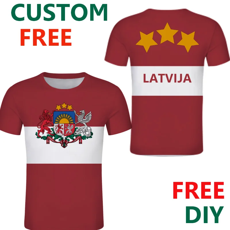 

LATVIA male youth t shirt diy free custom student lva boy t-shirt nation flag republic latvija made college soccer team clothes