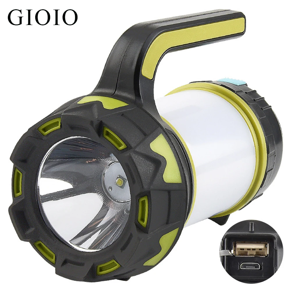 Portable Flashlight LED Camping Light Work Light Tent Light Handheld USB Rechargeable Waterproof Spotlight Portable Searchlight