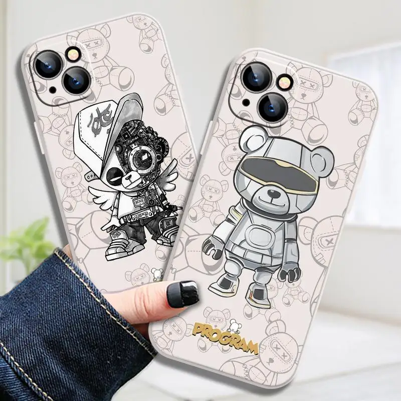 

Mechanical Bear Phone Case For iPhone 12 Pro Max 6 6s Xr 8 Plus 11 12 13 Max Pro Mini X Xs SE 2020 7 7P 20bo Cartoon Silicone