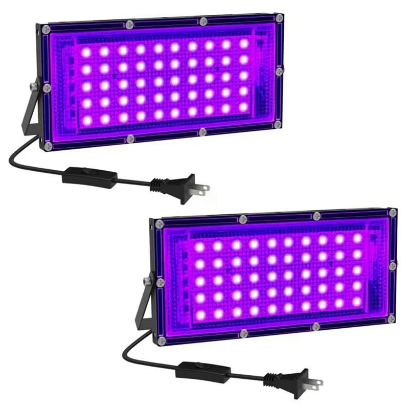 

2Pack Ultra Thin Blacklight Flood Light LED Blacklight For Glow Party, Halloween,Fluorescent Poster,Body Paint US Plug