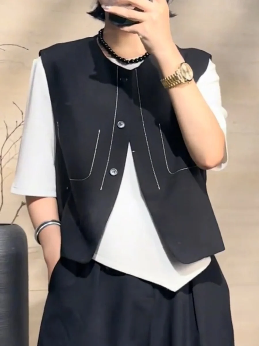 Модный простой однотонный жилет для женщин 2024 новый легкий роскошный