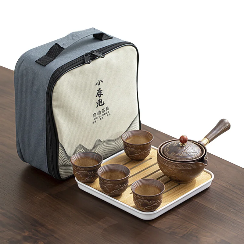 

360 Rotation Teaware Exquisite Stone Grinding Shape Tea Set Handmade Teapot Cup Set Chinese Ceremony Good Gift GungFu Tea Cup