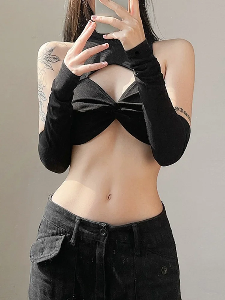 

Y2k Sexy Black Tank Top Solid Slim Fit Fashion Hollow Out Crop Top Babes Tops Women Clothing 2023 Summer T Shirt Fashion Tees