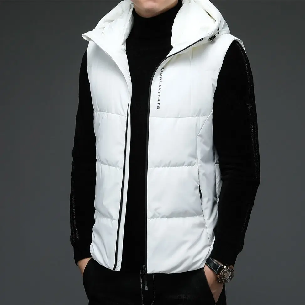 COODRONY Brand 90% White Duck Down Vest Men Clothing Autumn Winter Solid Color Sleeveless Jacket Hooded Coats Warm Parkas Z8157