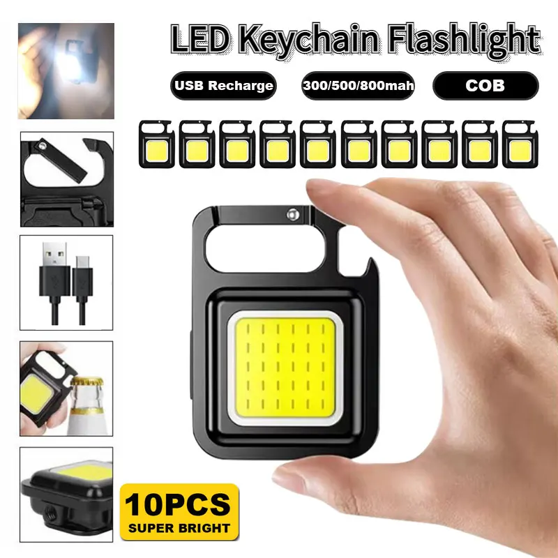

Rechargeable Flashlight Usb Super Light Work Keychain Outdoor For Pocket Emergency Mini Portable Camping Led Cob Lamp Led Torch