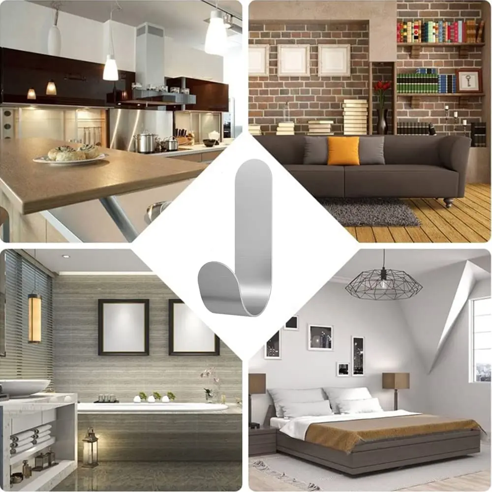 

Adhesive Wall Hooks Hat Hooks Self Adhesive Hooks Heavy Duty Stainless Steel Stick Hooks Easy to Install for Purses Bags Towels