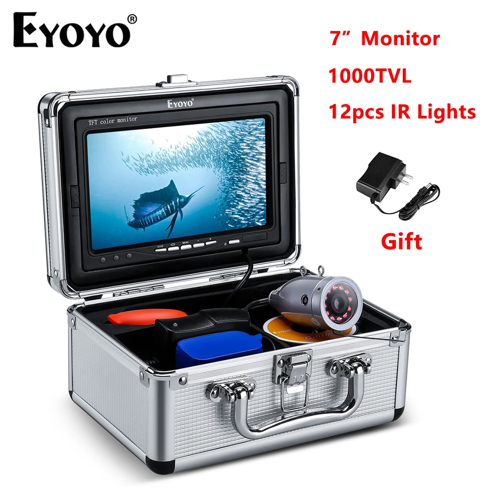 

Eyoyo Underwater Fishing Camera 7 Inch Monitor 1000TVL IP68 Waterproof 15M/30M Cable Outdoor Sunvisor Winter Fishing Fish Finder