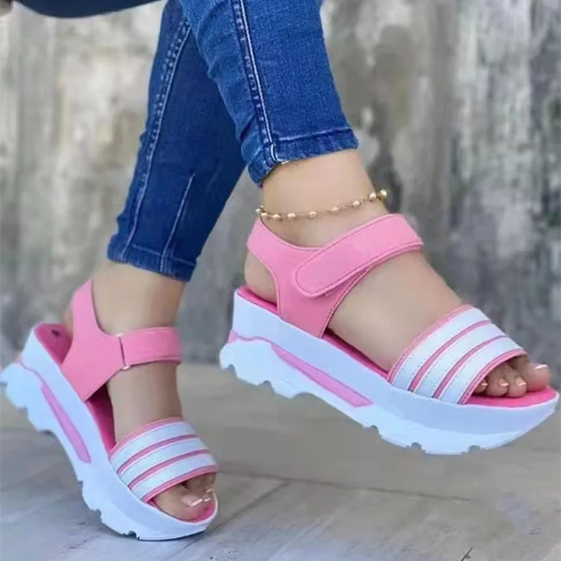 DOGHC Summer Slip on Women Wedges Sandals Platform High Heels Fashion Open Toe Ladies Casual Shoes Promotion Slides Slippers |