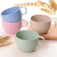 wheat straw coffee mug milk breakfast cups flat bottom mug for tea reusable kids adults water cups for travel kitchen bathroom