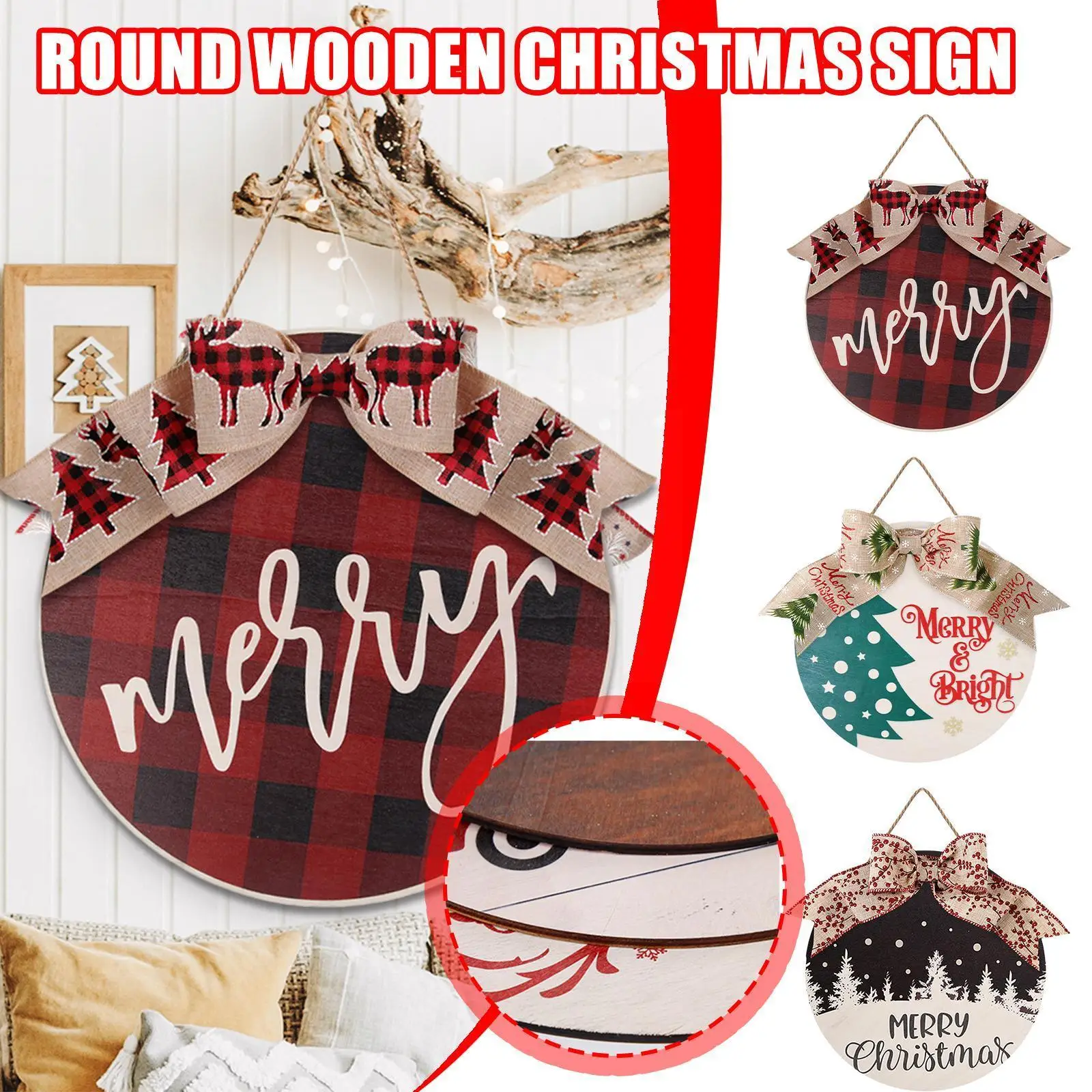 

First Christmas Wood Round Signs Wooden Plaques Vintage Decoration Navidad Gift New Gnome Truck Decor Years Wall V6w8