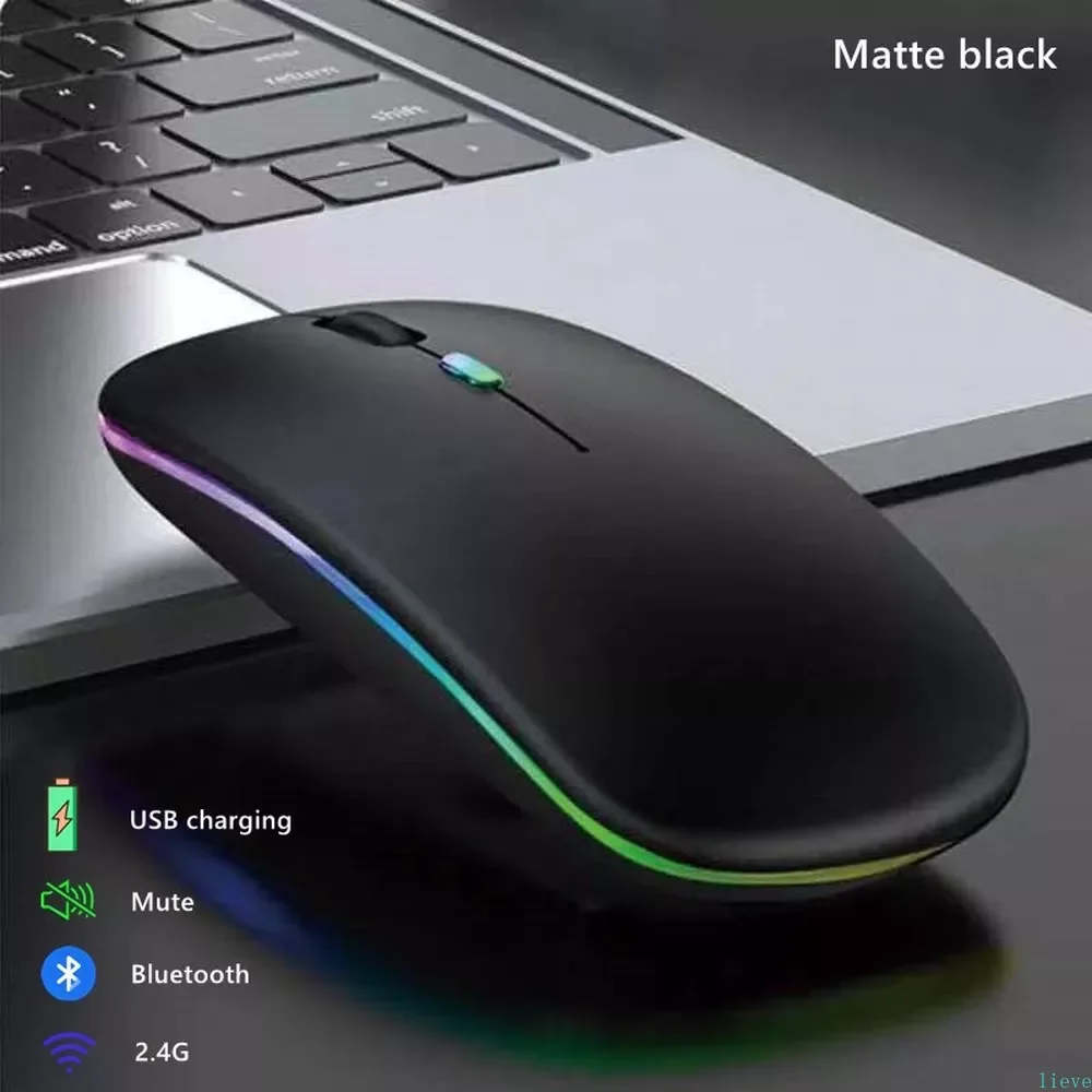

Bluetooth Wireless 2.4Ghz Mouse USB Optical Mouse Rechargeable RGB 1600DPI Mouse Computer Ergonomic Gaming Mouse For Laptop PC