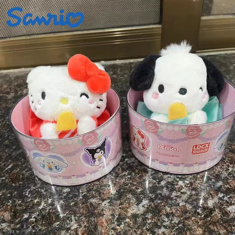 

Оригинальная подвеска Sanrio серии Happy Birthday, плюшевая подвеска Hello Kitty Kuromi Cinnamoroll почтовая фигурка, милый плюшевый подарок