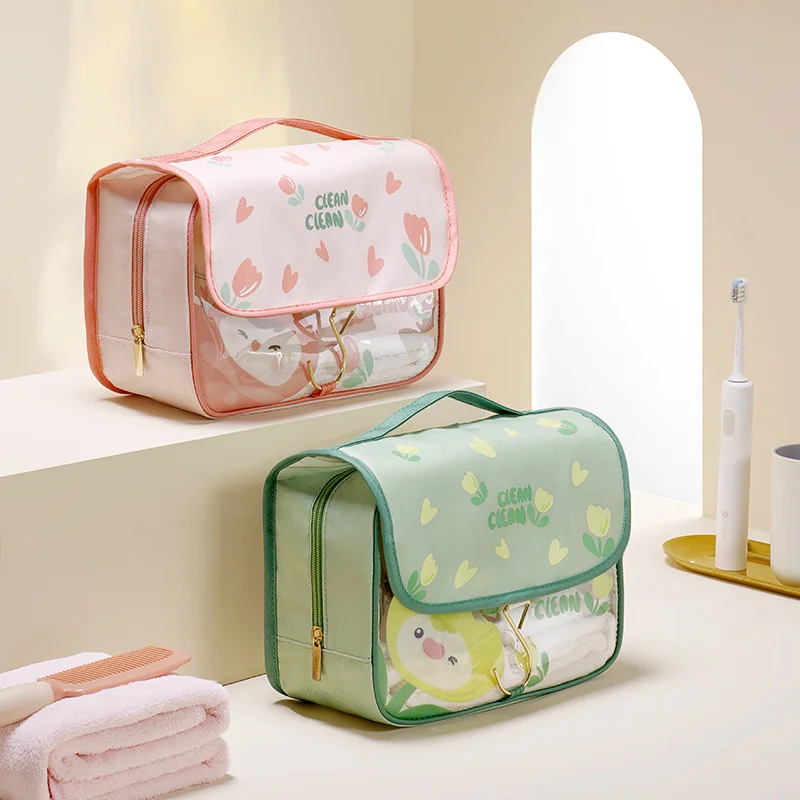 

Travel Wash Hook Cosmetic Bag Women Makeup Bags Transparent Toiletries Organizer Storage Pouch Ladies Bathroom Make Up Bag