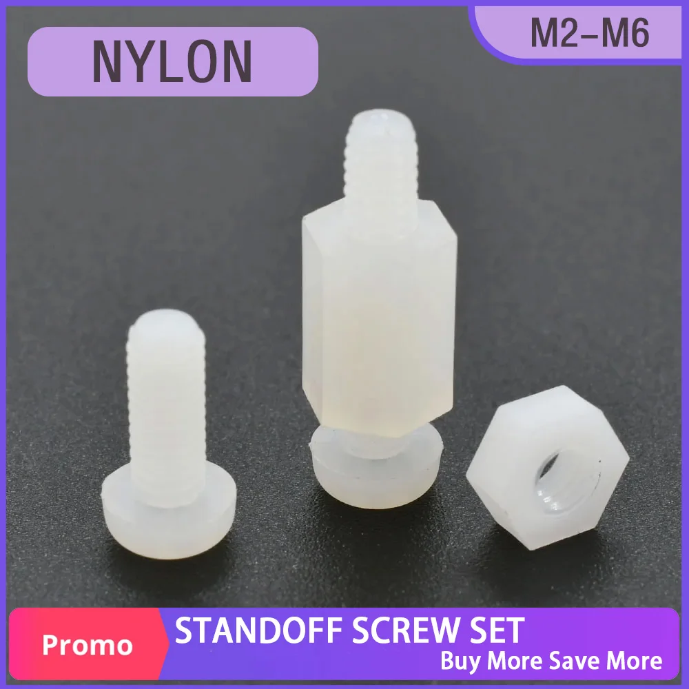 

M2 M3 M4 White Hex Motherboard Standoffs Threaded Board Rack Mount Stud Phillips Screw Nut Set Insulation PCB Support Pillars