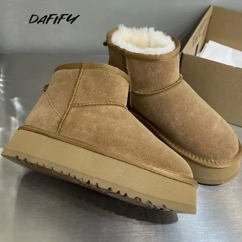 

2023 Luxur Platform Boots Winter Snow Boots Heightening Shoes Thick-soled Women's Boots Real Sheepskin Wool Warmer Ladies