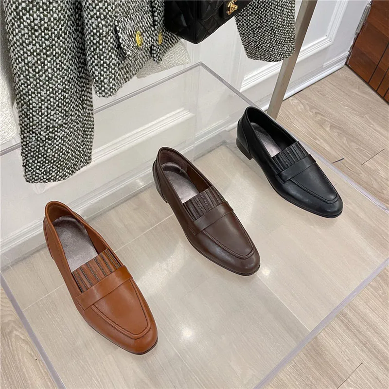 new retro love shoes leather European and American single shoes women's casual flat heel small leather shoes Loafers flat shoes