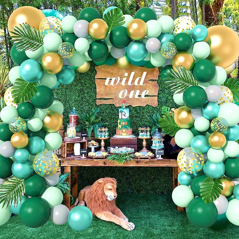 

Green Balloon Wreath Arch Chain Wedding Birthday Jungle Wild Terrace Party Ballons Set Decoration Safari Baloon Babyshower Favor