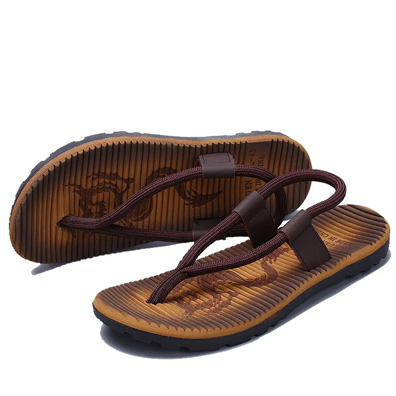 

Flip Flops Slip On Flats Slippers Slides Sandals Men Sandalias Hombre Gladiator Casual Sandals Rope Male Summer Beach Shoes