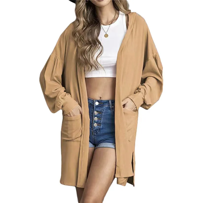 

Women's Cashmere Cardigans Hoodie For Autumn and Winter Casual Long Knitted Cardigan Women Sweater Coat V-Neck Cardigans