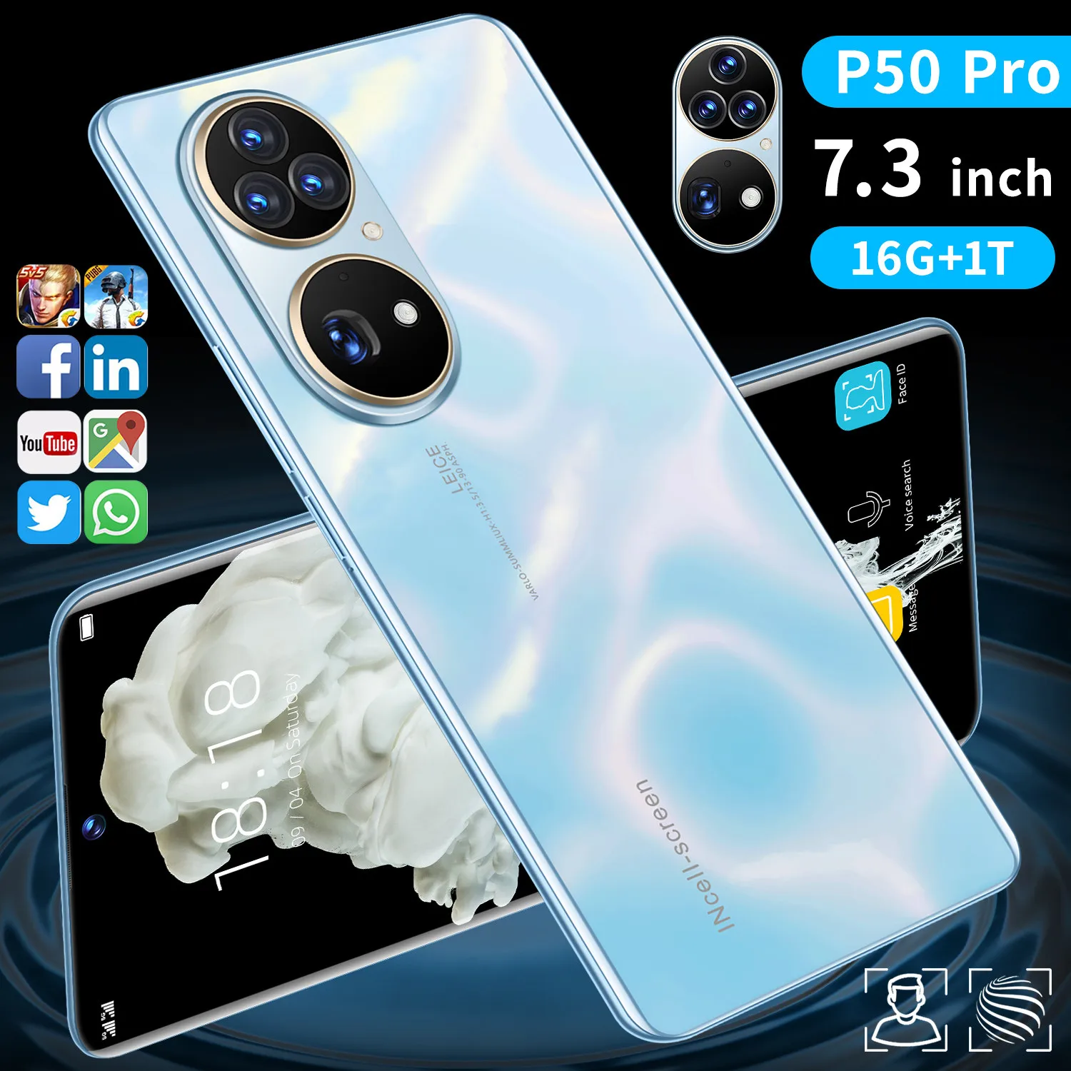 

Смартфон P50pro, 7,3 дюйма, 16 ГБ + 1 ТБ, Android