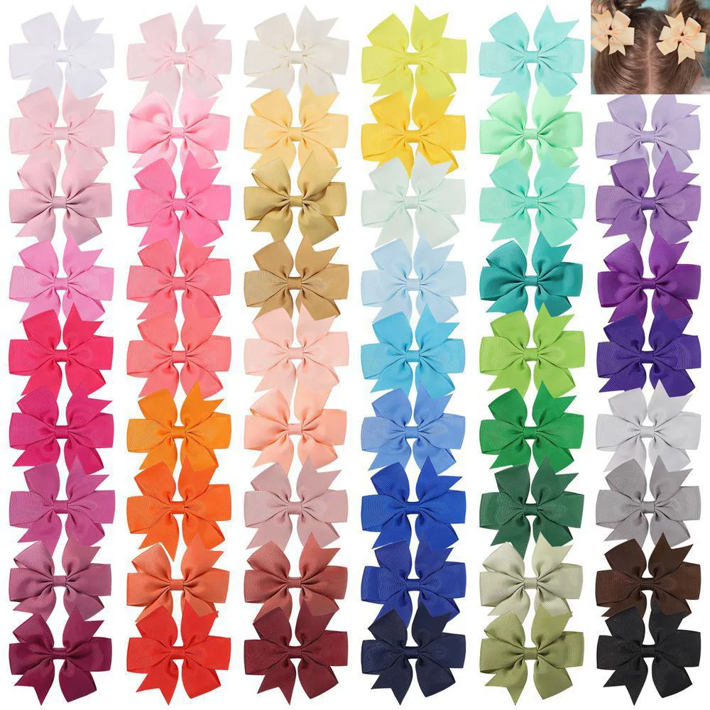 10pcs/lot Solid Color Baby Girls Hair Bows Clips 3.2