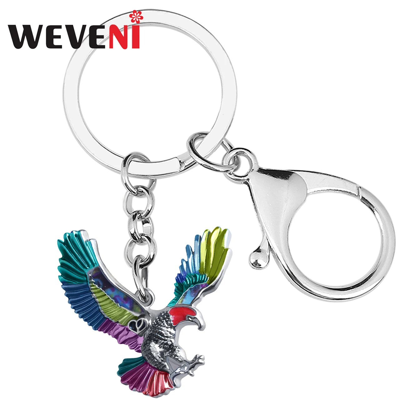 

WEVENI Enamel Alloy Floral Wings Flying Wild Eagle Keychains Car Purse Bag Keyrings Fashion Jewelry For Women Men Charms Gifts