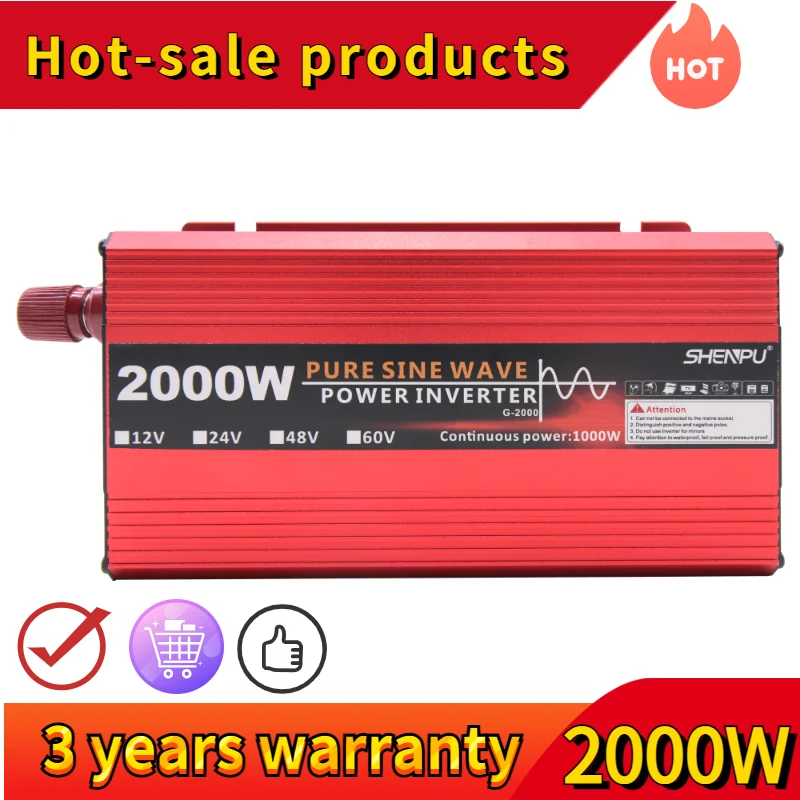 

Pure Sine Wave Inverter 12V/24V to AC 110V 220V 2000W Voltage Transformer Power Converter Solar LED Display Micro Inverter