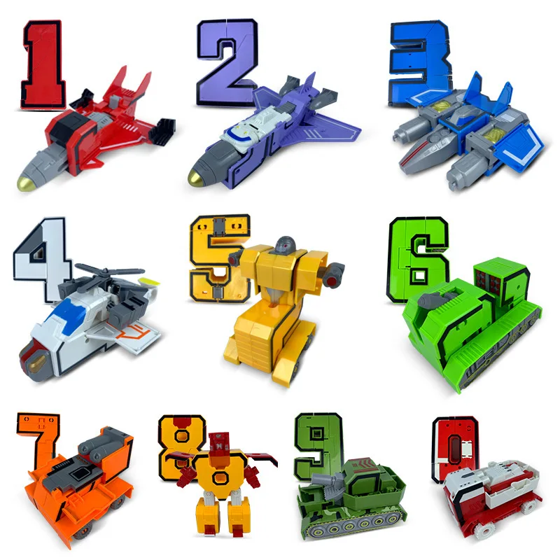 Купи 0-9 Digital Deformation Assembly Robot Model Toy Splicing Building Block Puzzle Boy Toy Gift Items For Children Party за 146 рублей в магазине AliExpress