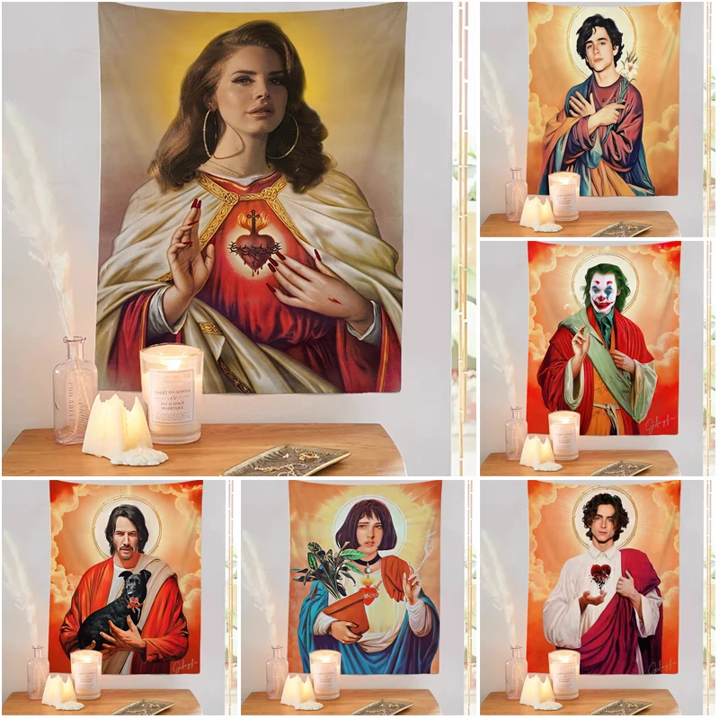 украшениягобелен гобелен на стену богиня скатерть для таро Гобелен «Иисус», товары для творчества, украшение для комнаты в эстетике, гобелен, гобелены в стиле бохо, хиппи, гобелены на стену, украшение для спальни