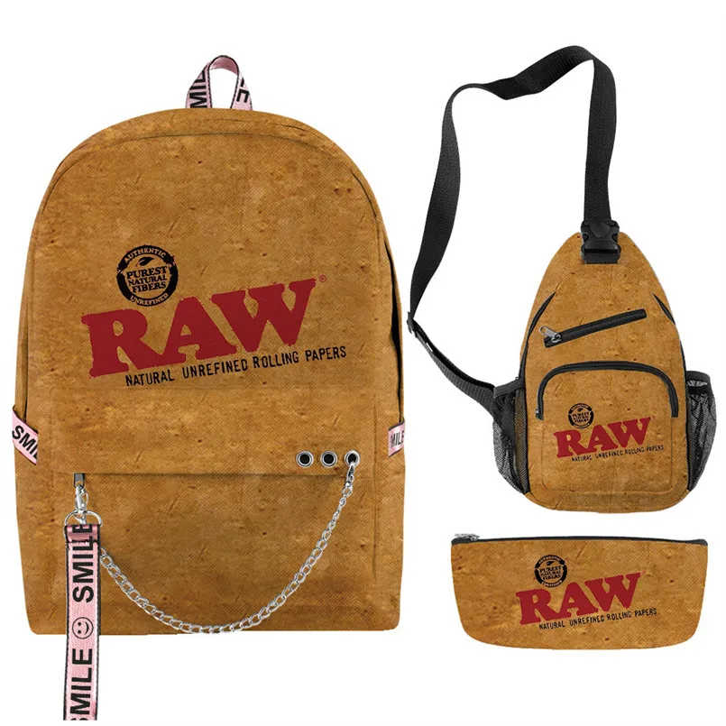 Raw Natural Rolling Papers Backpack 3D Print School Bag Sets for Teenager Boys Girls Cartoon Kids Schoolbags Children Mochilas