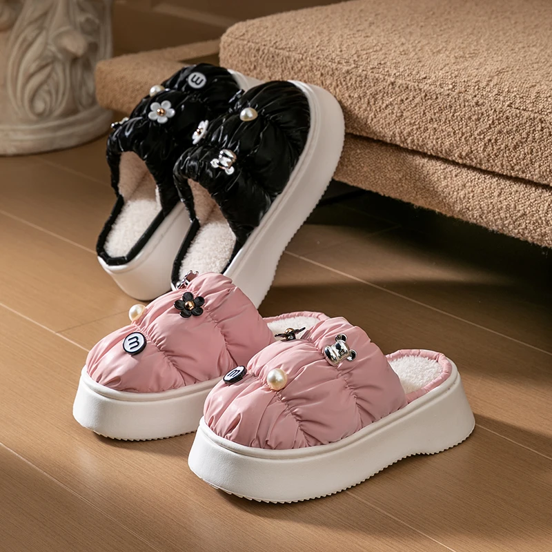 Женские зимние домашние тапочки женская обувь теплые хлопковые с запахом