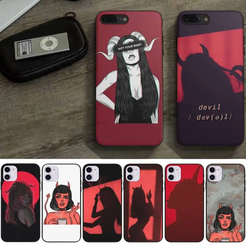 

Sexy Devil Woman Phone Case Shockproof Case Soft For Iphone 6 6s 7 8 Plus Xr X Xs 11 12 13 Mini Pro Max Black Silicone Case