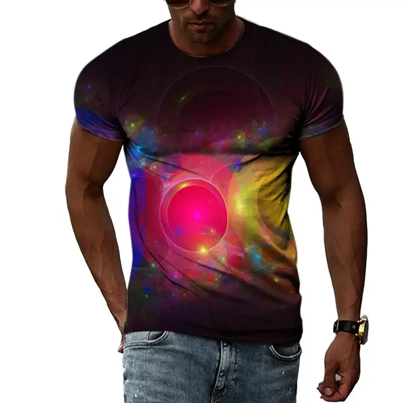

Summer Fashion Abstract Color Graphic T Shirts For Men Casual 3D Print Tee Hip Hop Harajuku Personality Round Neck Short Sleeve