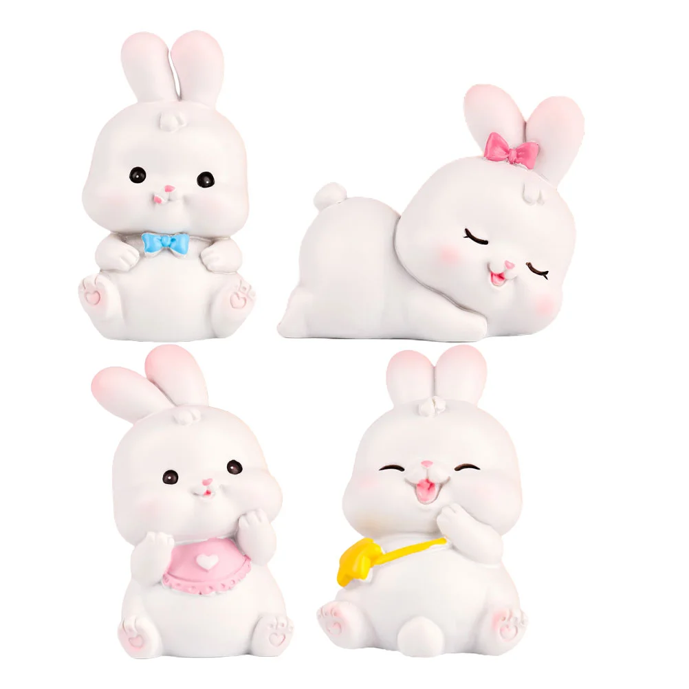 

Bunny Rabbit Figurine Mini Resin Animals Miniature Model Cartoon Ornament Statue Cake Cupcake Topper Easter Micro Landscape