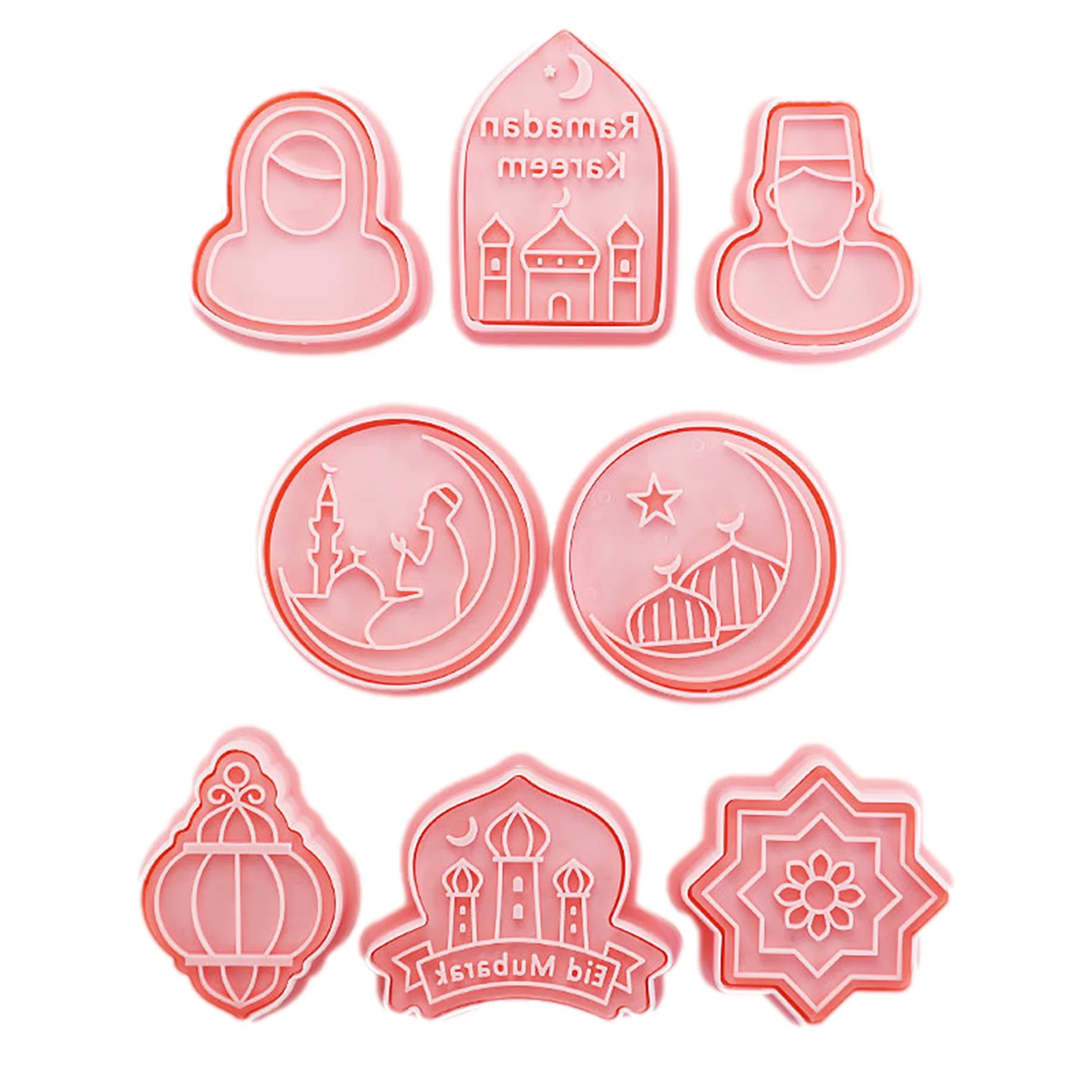 

8Pcs Eid Mubarak Cookie Cutters Set Islamic Muslim Ramadan Kareem Biscuit Mold Cookie Stamp Fondant Chocolate Press Stencil