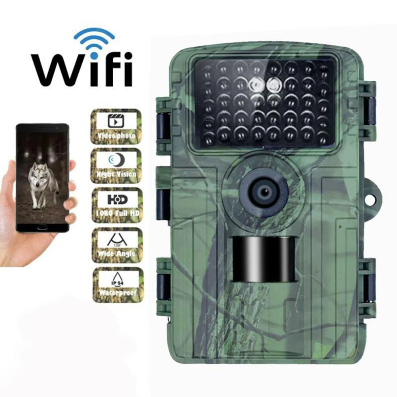 

Camera Hunting Camera Photo-traps Professional Trail Useful Water Resistant Hunting Camera IP66 Wi-Fi Widely Used Wildlife 1080P