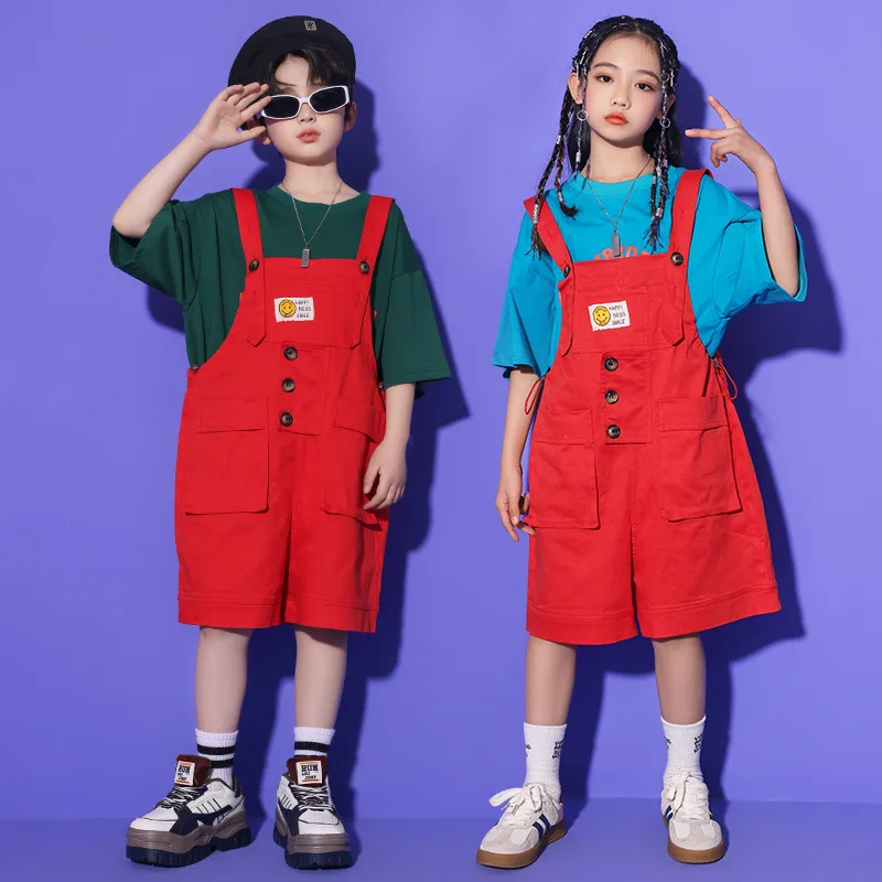 

Kids Kindergarten Boys Girls Bib Shorts Short Sleeve T-shirt Sets Fashion Loose Casual T Shirt Jumpsuit Pant Children Tracksuits