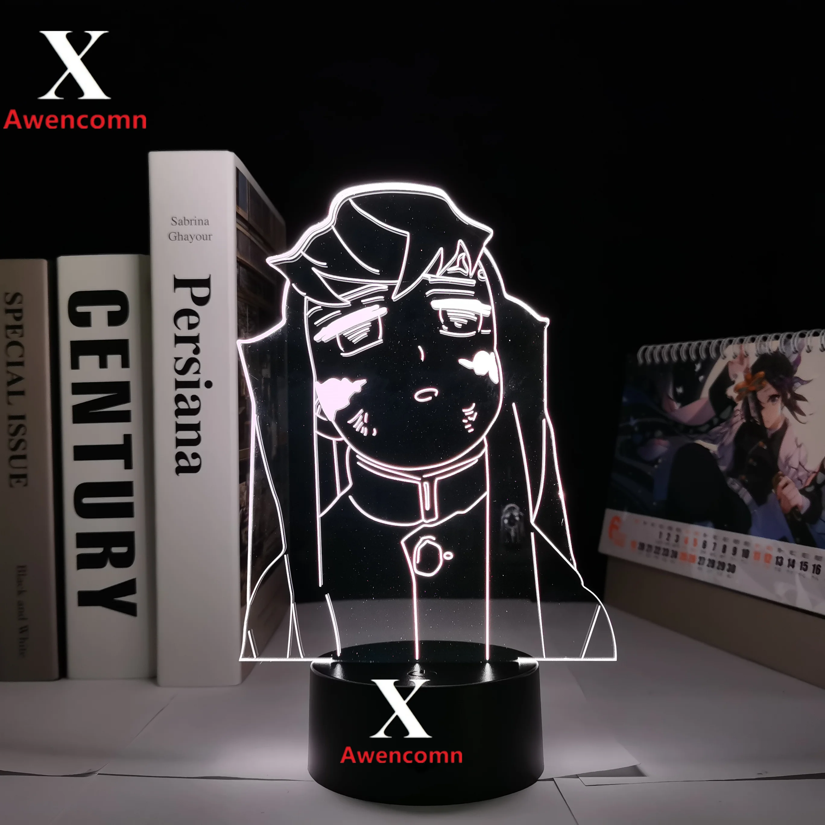

Anime Demon Slayer Muichiro Funny Face LED Light for Bedroom Decorative Light Brithday Gift Room Manga Kimetsu No Yaiba 3D Lamp