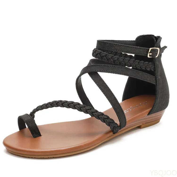 

Beach gladiator rome sandals women shoes woman summer Bohemia Fashion casual Flat ladies sandles sandalias Back zipper