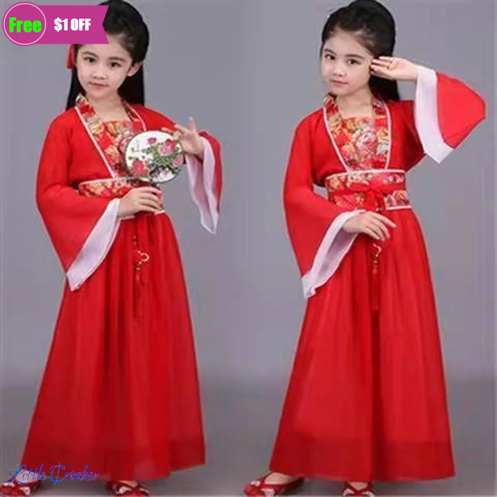 

Ancient Chinese Costume Child Fairy Folk Dance Performance Chinese Traditional Dress Cosply Clothing Kids Clothes Girls Hanfu