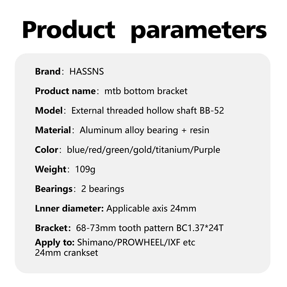 2022 Bicycle Bottom Bracket Hollowtech Carriage Central Movement Mtb BB68 for Mountain Bike Crank Integrated Crankset Cycling