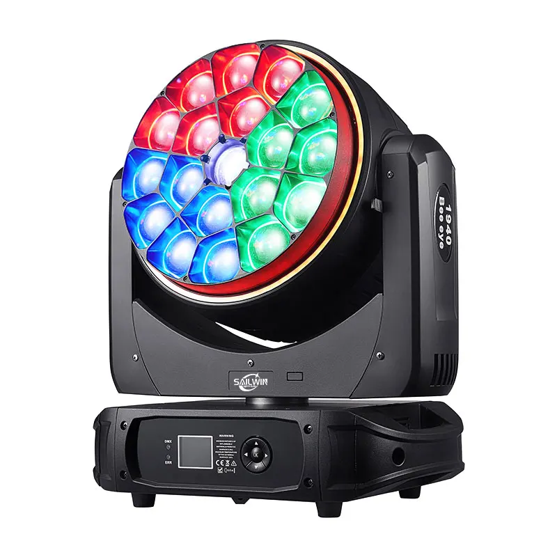 Фото Мощный светодиодный прожектор Bee Eye 19*40W K20 с зумом и вращающейся линзой, большой прожектор Bee Eye для дискотек, мероприятий и вечеринок №1